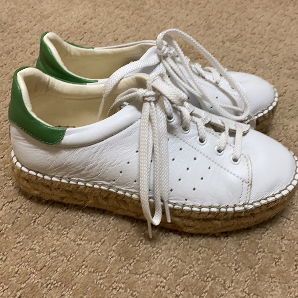 THE SHOE BOX White leather espradrille sneakers